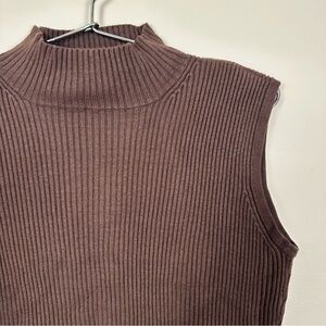 SOLD - Chocolate Brown Mock Neck Ribbed Top